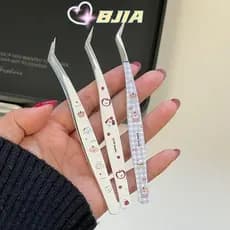 Pinça De Adesivos Curvados BJIA , Antiestática De Aço Inoxidável Para Cílios Postiços , Desenho Animado