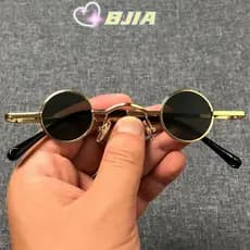 BJIA Óculos De Sol Redondos Pequenos , Punk UV400 Em Cor Doce , Mini Com Armação De Metal Retrô Ao Ar Livre
