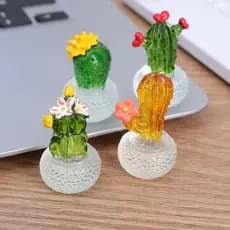 Cactus Bonsai Decoração , Resina Carnuda Transparente Artesanato Mini Estatuetas De Cacto , Realista