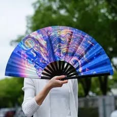Ventilador De Mão Grande Dobrado KERVOYN , Rave Portátil Dobrável Colorido Arco-Íris De 33 Cm