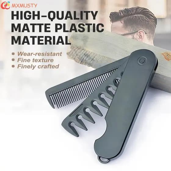Pentes De Bolso Dobráveis Portáteis MXMUSTYZA , Pente De Cabeça De Óleo De Dente Largo De Plástico Para Pentear Barba ,