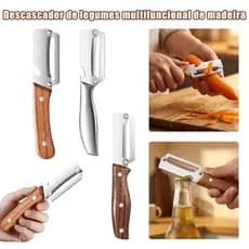 Descascador De Frutas E Vegetais , Abridor De Garrafas Com Alça De Madeira , Fatiador De Cenoura De Precisão Para Cozinh