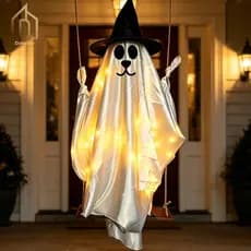 Decoração De Halloween Grande Balanço Pendurado Cão Fantasma Decorativo Balançando Para Quintal De Árvore [Ddouble.br]