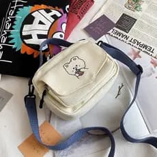 Mini Bolsa Crossbody De Pano Estilo Coreano Com Estampa De Letras De Estudante Para Uso Em Estudo De Trabalho