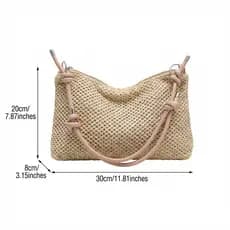 Bolsa De Ombro Feminina De Palha – Leve De Verão Com Alça Ajustável