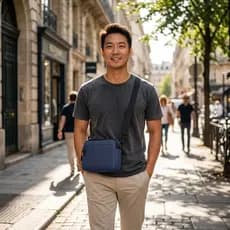 Masculino Nylon Crossbody Bolsa Impermeável Leve Horizontal Ombro Alça Ajustável Viagem Casual