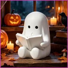 Estatueta Fantasma Fofa Para Leitura , Decoração De Mesa De Halloween , Proprietários De Casa , Mulheres , Homens , keri