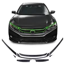 8 Pçs/set Preto Fosco Frente Superior Pára-Choques Grade Adesivo Decalque Moldagem Guarnição Apto Para Honda Civic 2016-