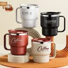 sun 304 Xícara De Café Isolada De Parede Dupla De Aço Inoxidável Com Alça De Qualidade Alimentar Para Viagens De Acampam