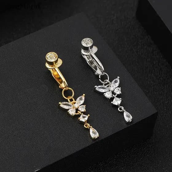 [Brightlight] Clipe De Barriga Falsa Para No Umbigo Umbilical , Brinco De Cartilagem Pircing Falso , Ornamento Corporal