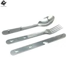 PFG 3 Pçs/set Portátil De Aço Inoxidável Utensílios De Mesa Dobrável Utensílio Colher Conjunto Garfo Louça Acampamento C