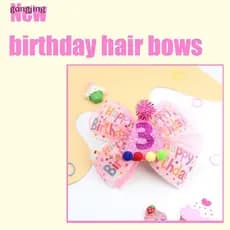 gongjing Sprinkle Confetti Hair Bow Clip-Decoração De Festa Rosa De Primeiro Aniversário Para Bebês Meninas , Tema De So