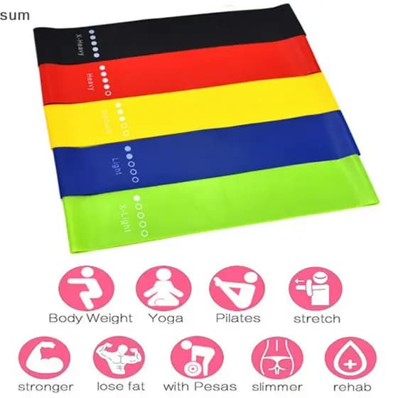 [sum] Faixas Elásticas De Resistência Academia Yoga Exercício Fitness Treino Stretch BR