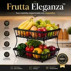Frutta Eleganza - Fruteira de Mesa 2 Andares Organizador de Frutas e Legumes em Metal Premium