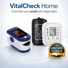 Kit Medidor de Pressão Digital + Oxímetro de Dedo | VitalCheck Home Monitor para Saúde em Casa