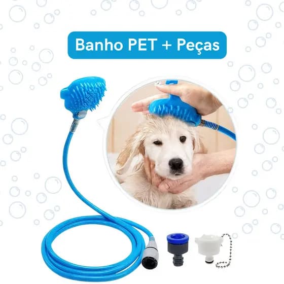 Mangueira Banho Escova Massageadora de Silicone Pets Não Machuca 2,20m - LMZ0255