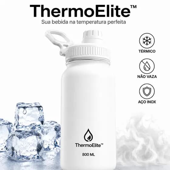 ThermoElite™ Garrafa Térmica | Sua Bebida na Temperatura Perfeita o Dia Todo – Branca