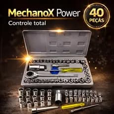 MechanoX Power Kit de Ferramentas 40 Peças com Maleta Profissional e Doméstico