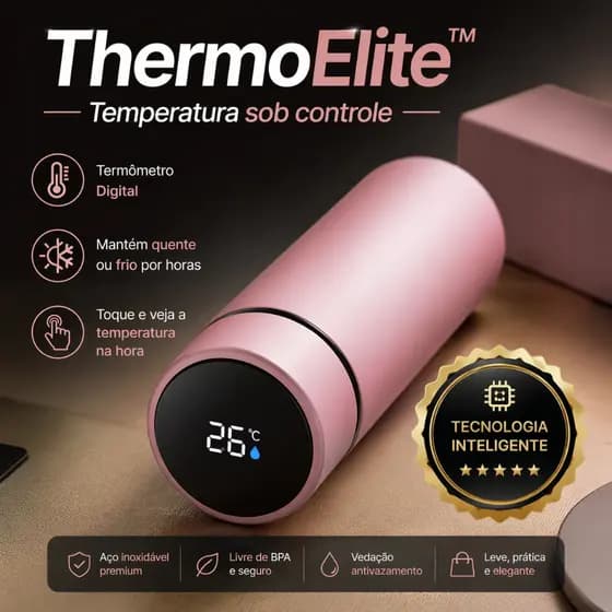 Garrafa Térmica Inteligente ThermoElite™ 500ml com LED e Termômetro Digital | Mantém Quente e Frio