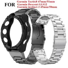 Pulseira De Aço Inoxidável Quickfit + Capa De Proteção Para Garmin Tactix 8 Instinct 3 Descent G2/G1