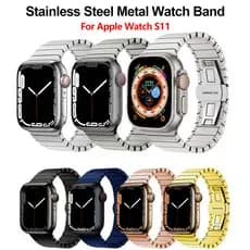 Para Apple Watch Ultra 2/1/S11/10/9/8/7 Luxo Pulseira De Ligação De Aço Inoxidável 49mm 45mm 44mm 42mm Metal