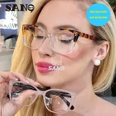 Lentes Substituíveis COD Europeu Americano Moda Feminina Quadrada Óculos De Armação Grande Anti Luz Azul Óptica TR90 Lev