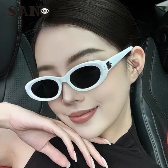 2024 Novo Retro Simples Elíptico Proteção UV400 Óculos De Sol Moda Leve Ao Ar Livre Para Mulher