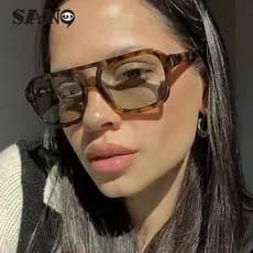 Dobradiça De Metal Moda Europeia E Americana Retro Cor Feixe Duplo Óculos De Sol De Armação Pequena Para Mulheres Proteç
