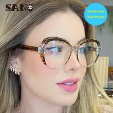 Suporte Atacado Europeu Americano Novo TR90 Anti Luz Azul Lente Plana Cor Quadrada Contraste Óculos Quadro Lentes Substi