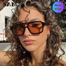 Dobradiça De Metal Europeia Americana Moda Retrô Cor Feixe Duplo Óculos De Sol De Armação Pequena Proteção UV Tons Da Pa