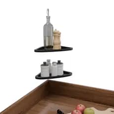 Kit 2 Prateleiras de Canto Preto 25x25cm - Perfeito para Box, Banheiro e Cozinha