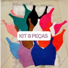KIT 8 PEÇAS Cropped Top Tricot Escama moda feminina blogueira verão alcinha tricô