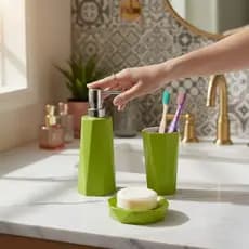 Kit Higiene Banheiro 3 Peças Cerâmica Saboneteira Lavabo