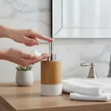 Dispenser Sabonete Bambu Decorativo Banheiro Lavabo 100ml