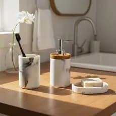 Kit Higiene 3 Peças Banheiro Lavabo Porta Escovas Dispenser