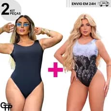 Kit 2 Maiôs Cavado Costa Aberta Sem Bojo Alça Body Feminino Roupa Praia