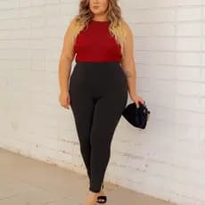 Calça Legging Plus Size Reforçada Flanelada Cintura Alta