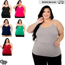 Regata Plus Size Básica Feminina Alcinha Blusinha Curve