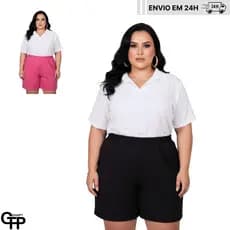 Shorts Bermuda Básico Duna Plus Size Feminino Cintura Alta