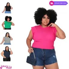 Blusinha Cropped Canelado Plus Size Regata Muscle Feminino