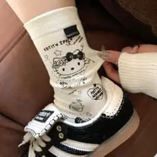 YZYM Meias Femininas De Comprimento Médio Hello Kitty Fofas