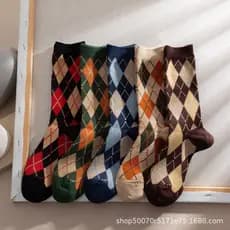 Outono E Inverno Meninas Meias Estilo Universitário retro Literário Tubo Médio Clássico Diamante Moda Japonesa all-match