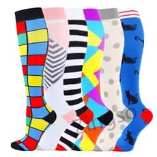 5 Pares Meias De Compressão Mulheres Homens Joelho Alto 20-30 MmHg Esportivas Gravidez Edema Diabetes Varizes Correndo M