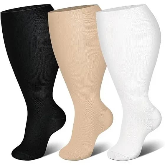 3 Pares Plus Size Meias De Compressão Panturrilha Larga Mulheres Homens Reduz O Inchaço Dor Grávida Viagem Vôo Enfermeir