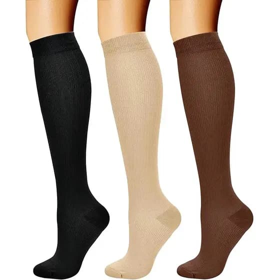 3 Pares De Meias De Compressão Para Mulheres , 30MmHg , Esportivas Corrida , Edema Grávida , Diabetes , Varizes