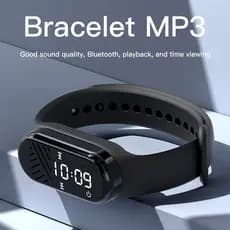 Pulseira MP3 Player Bluetooth 5.3 Com Alto-Falante Embutido Music Watch Style Wearable Sport Mini MP3 Para Estudantes Co