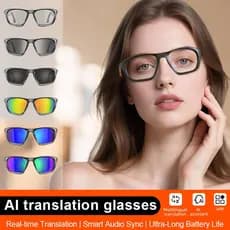 AI Smart Glasses Tradução Em Tempo Real 200 + Idiomas Áudio De Ouvido Aberto Bluetooth 6.0 Chamadas Mãos Livres Assisten