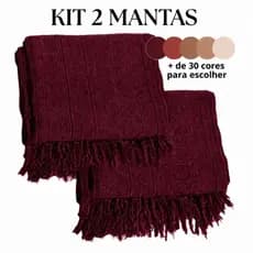 Kit 2 Mantas Decorativas Para Sofá 2 e 3 Lugares 2,10x1,20 100% Algodão Moderna Luxuosa Inverno Várias Cores