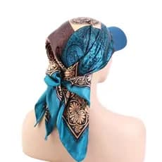 Chapéu De Lenço De Cetim Estampado   , Boné Hijab De Beisebol Macio De Aba Larga , Proteção UV