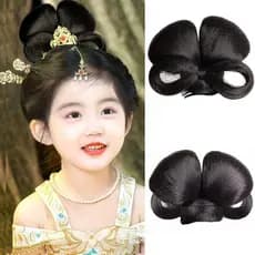 Hanfu Peruca Tiara , Cocar Vintage Crianças Coque De Cabelo Antigo , Clipe De Garra Chinês Chignon